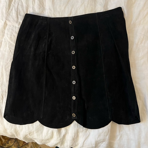Black Leather Button-Up Skirt - Picture 3 of 8